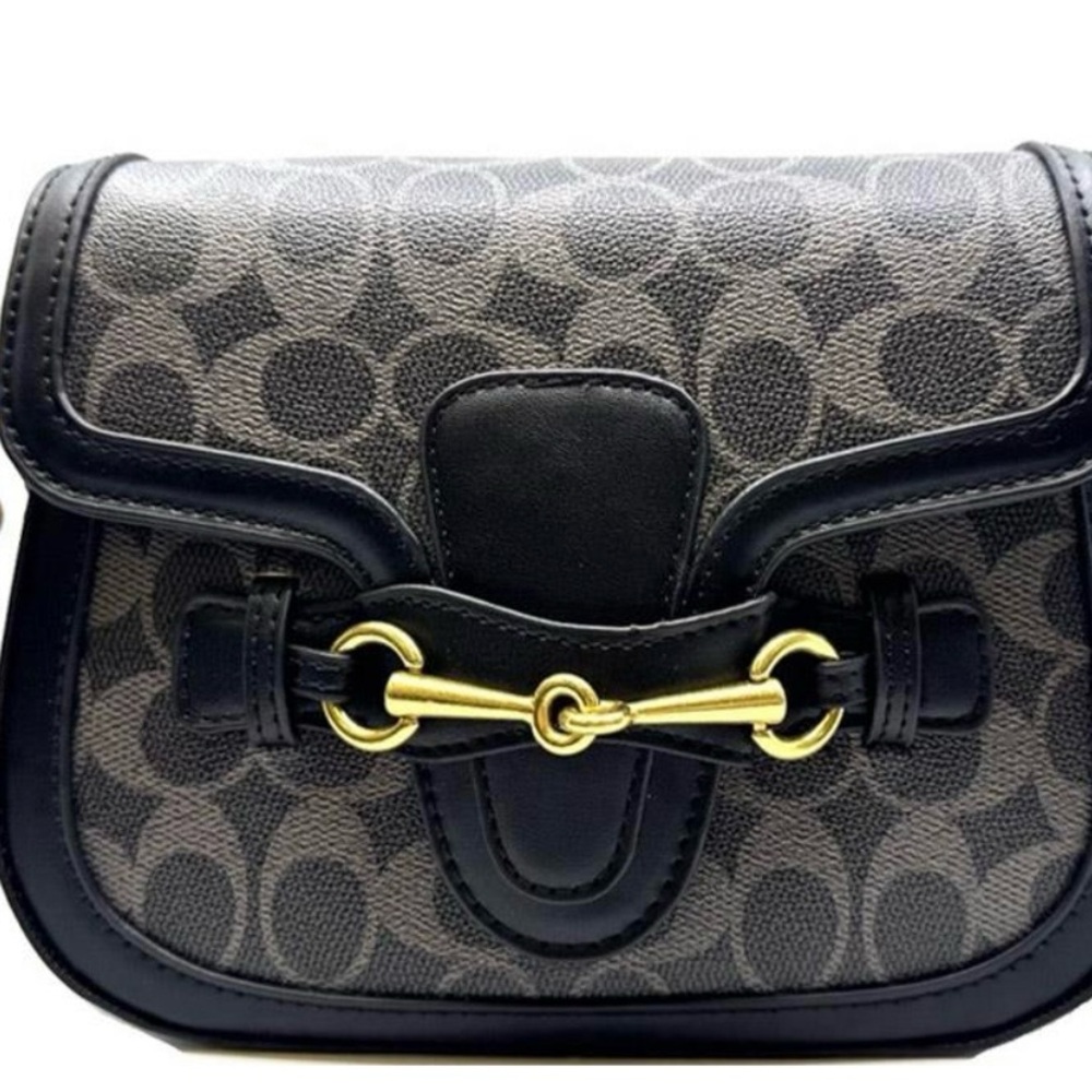 Elegant Black and Gray Designer Shoulder Bag